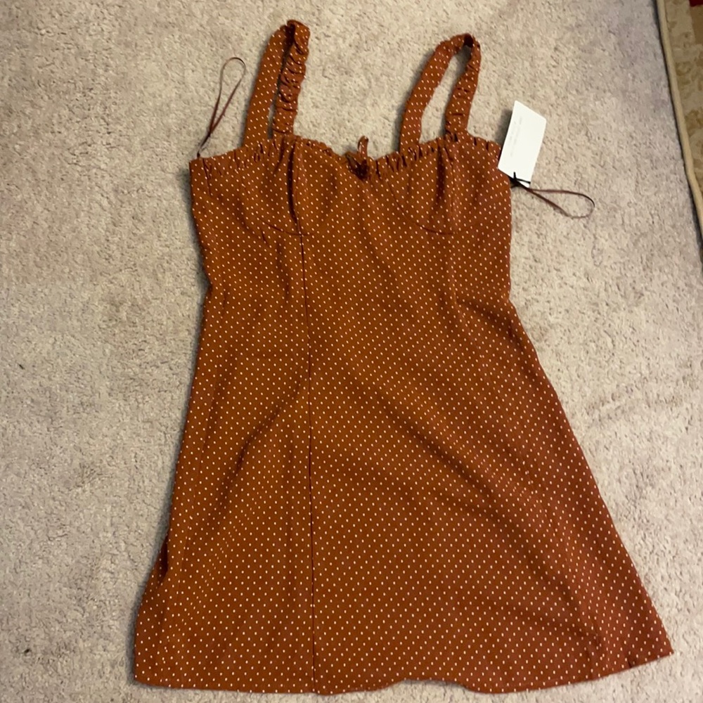 Rust polka dot dress